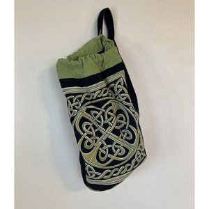 Vintage Black and Green Celtic Design Cotton Over the Shoulder Bag Tote